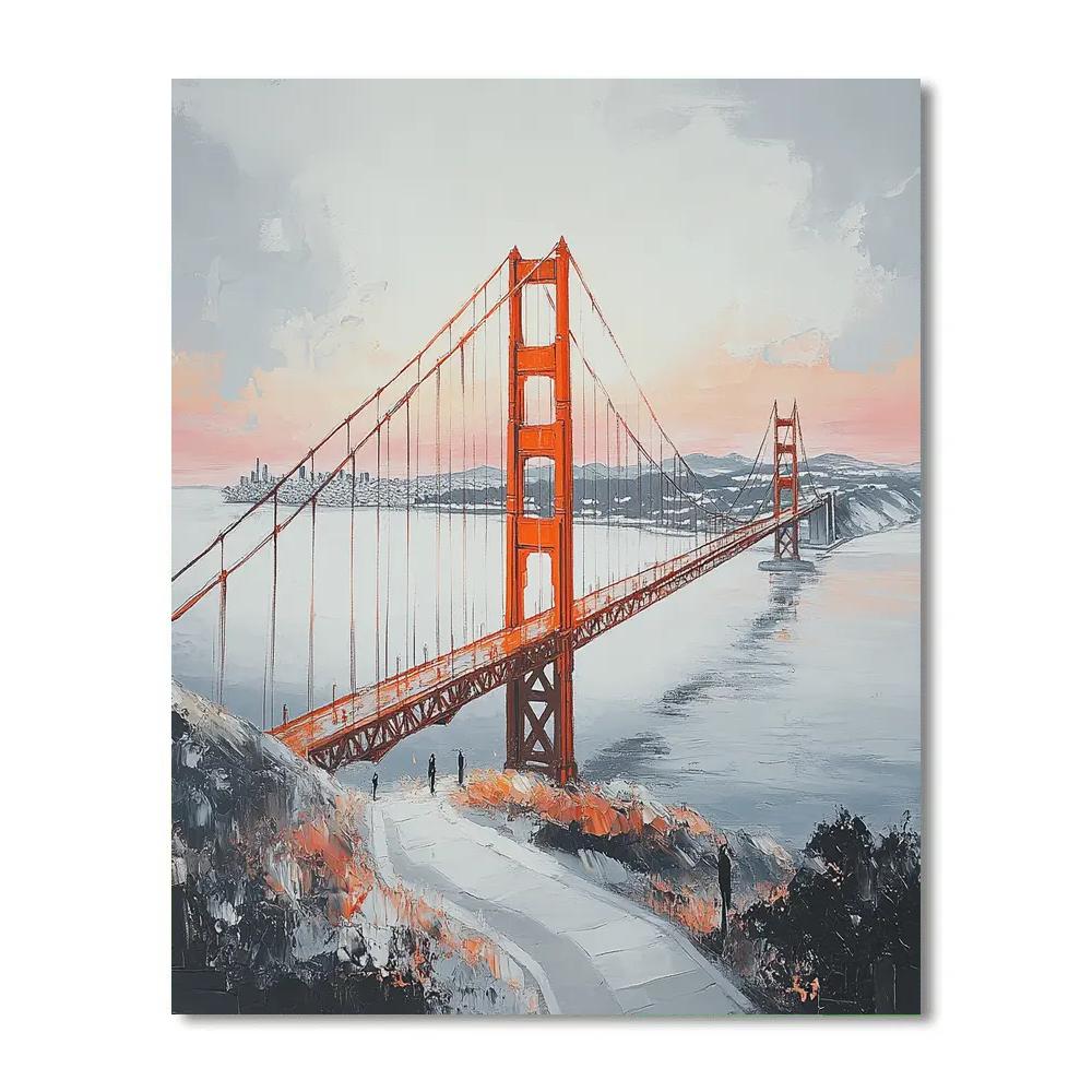 Foggy Morning At The Golden Gate Bridge Vista Point San Francisco United States paint by number
