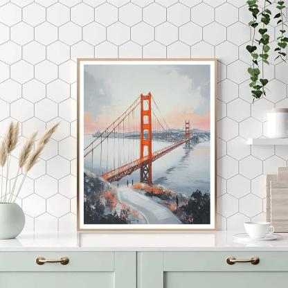 Foggy Morning At The Golden Gate Bridge Vista Point San Francisco United States paint by number