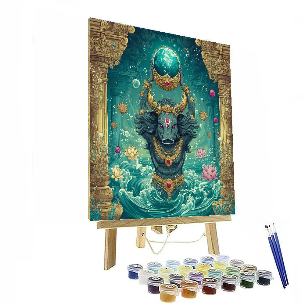Varaha Lifting The Earth Lotus Paint by numbers art