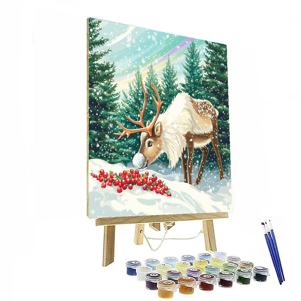 Sven Snowy Forest Snack Hunt Number painting