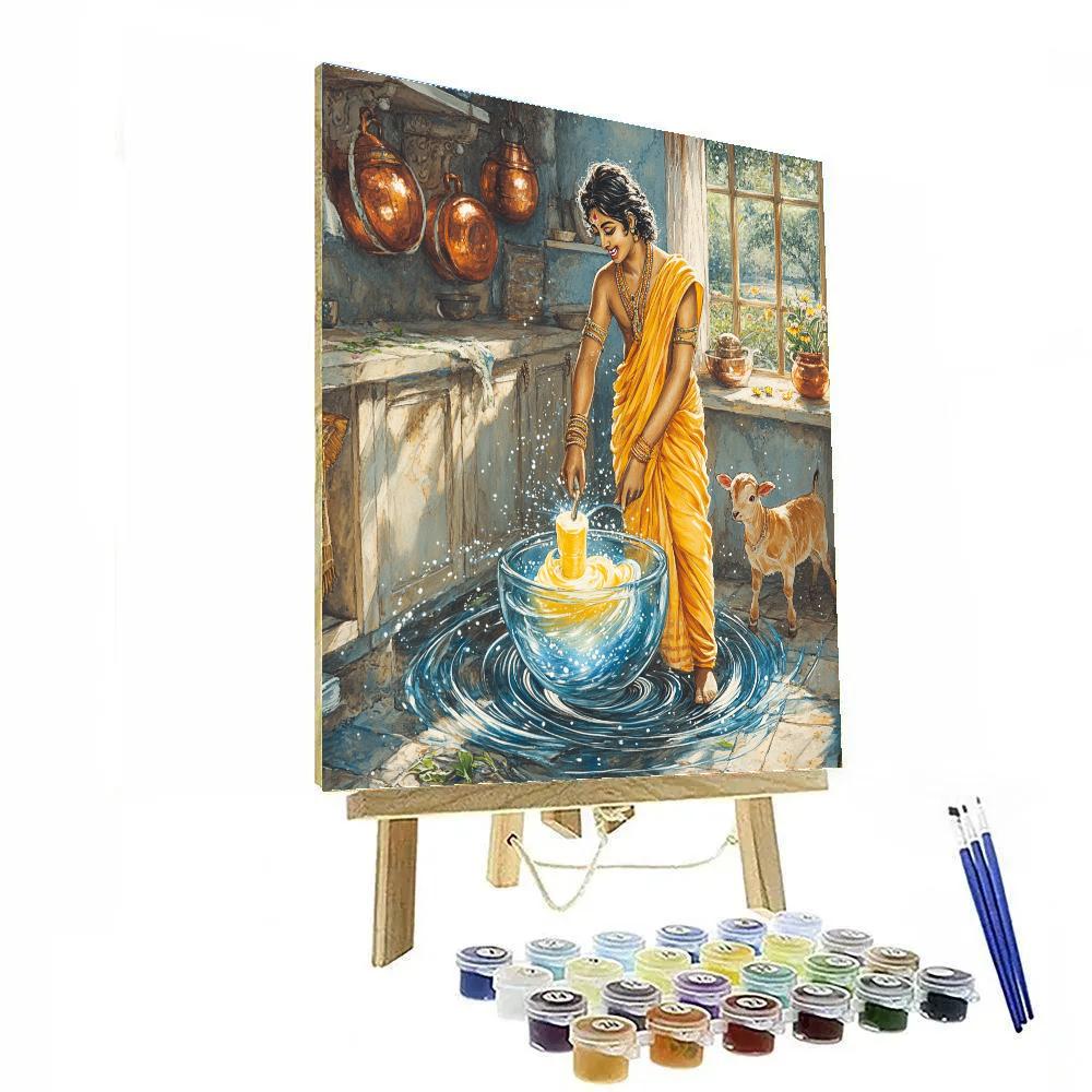 Krishna And The Crystal Butter Churn Workshop paint by number