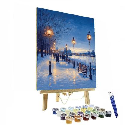 Winter Evening At The Old Port Promenade Montreal Canada paint by numbers