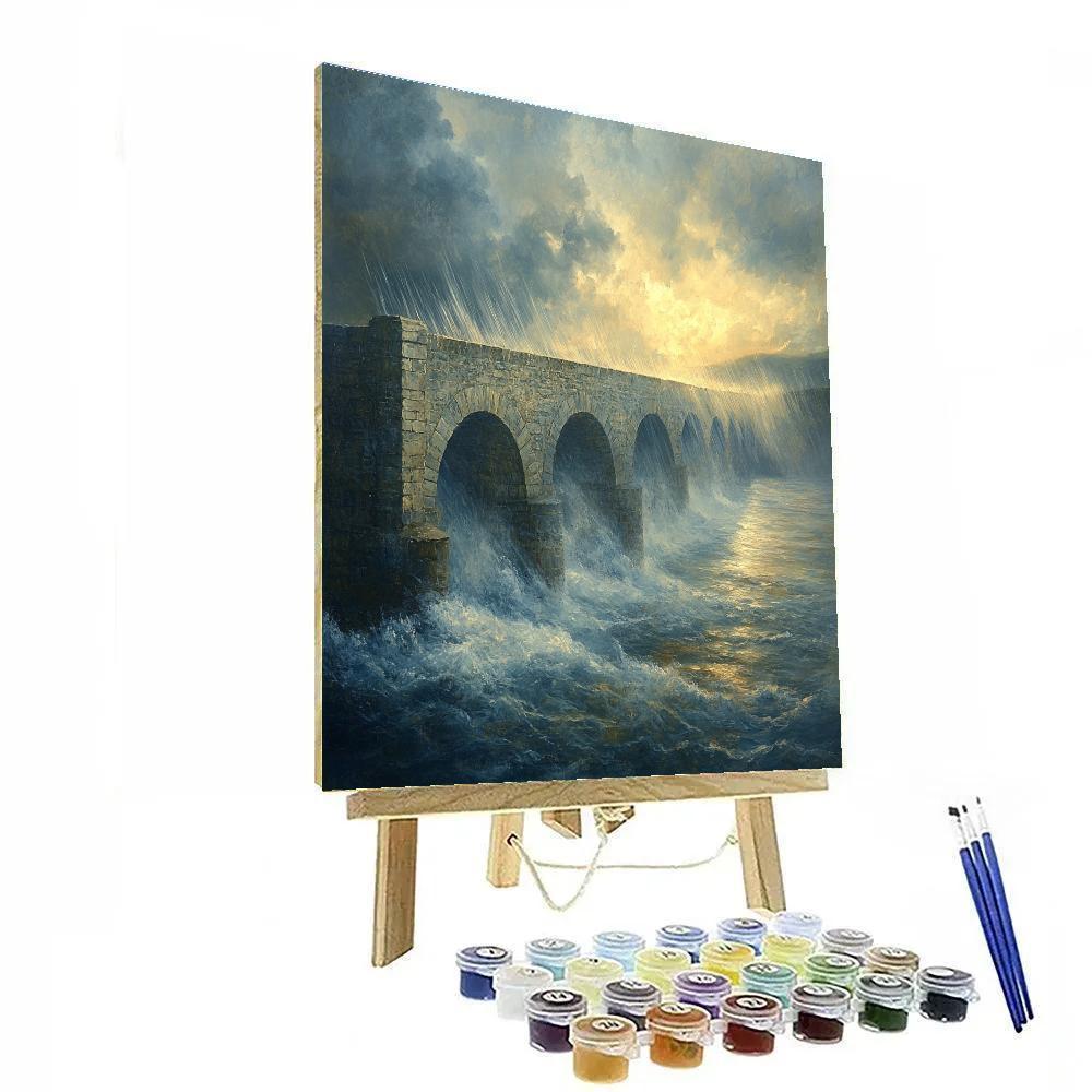 J M W Turner Inspired Rainstorm Over Bridge paint by number