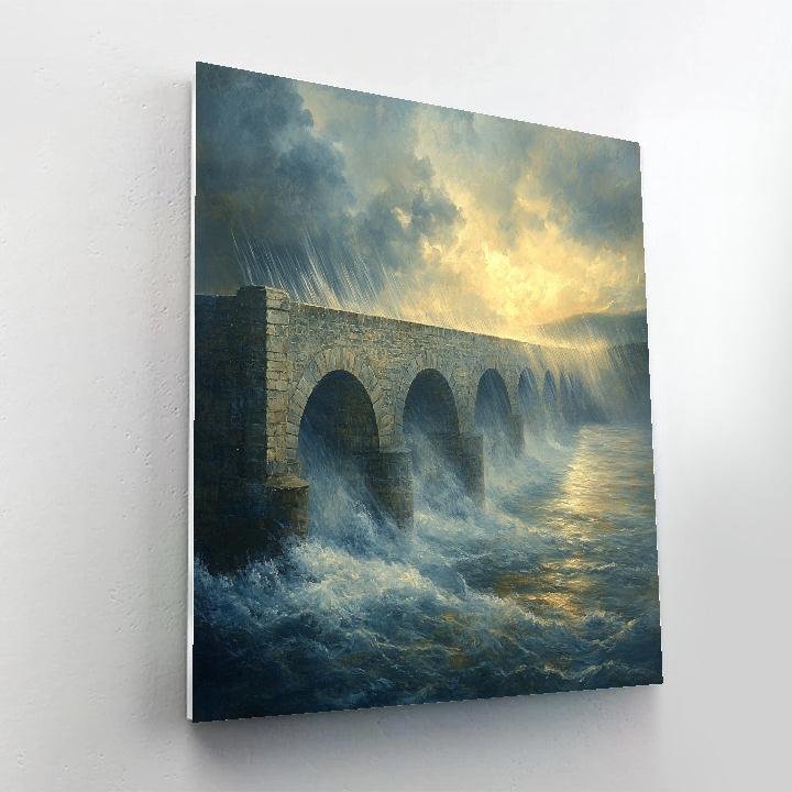 J M W Turner Inspired Rainstorm Over Bridge paint by number