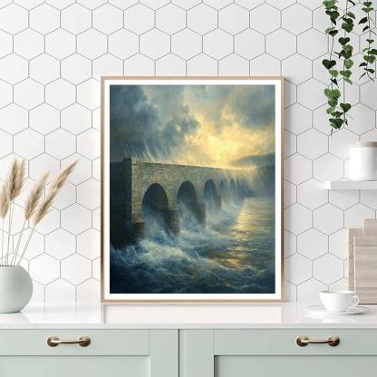 J M W Turner Inspired Rainstorm Over Bridge paint by number