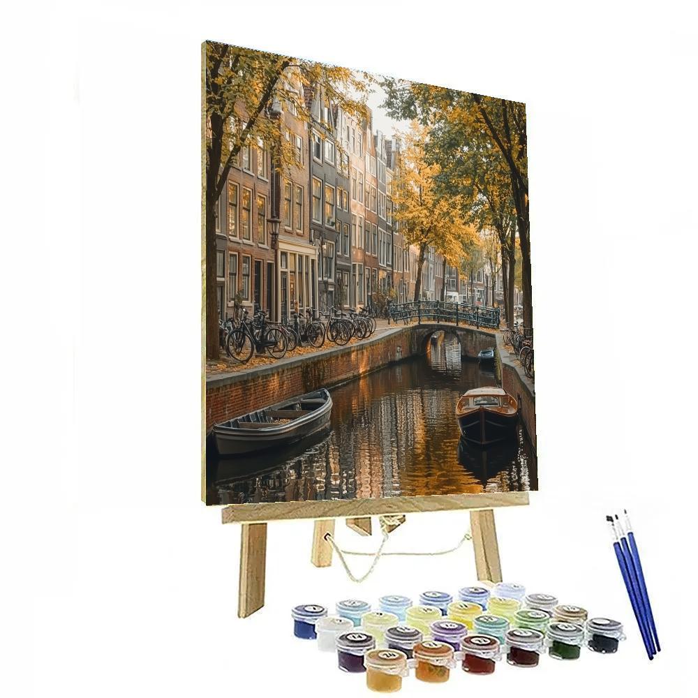 Canal Side Cycling In Jordaan Amsterdam Netherlands Numbered painting kits