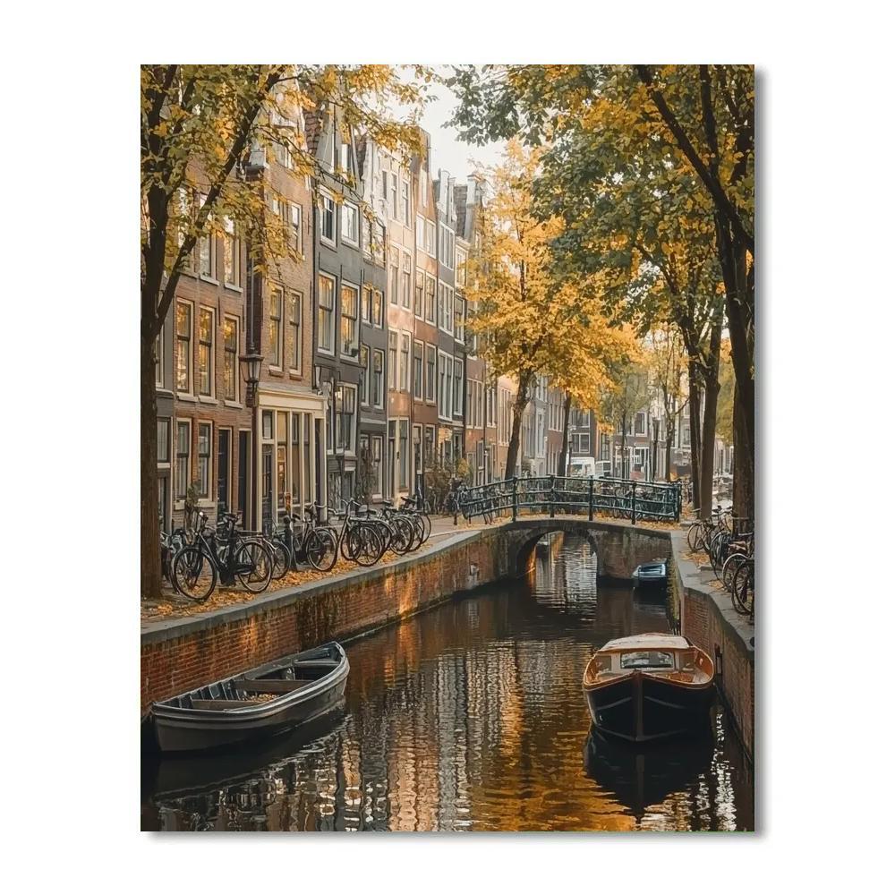 Canal Side Cycling In Jordaan Amsterdam Netherlands Numbered painting kits