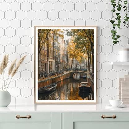 Canal Side Cycling In Jordaan Amsterdam Netherlands Numbered painting kits