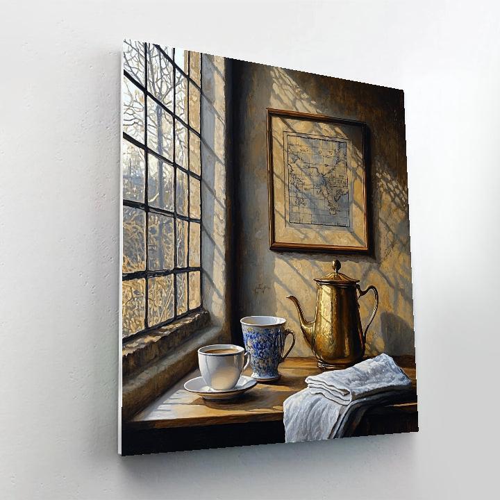 Johannes Vermeer Inspired Morning Coffee By Window Number painting