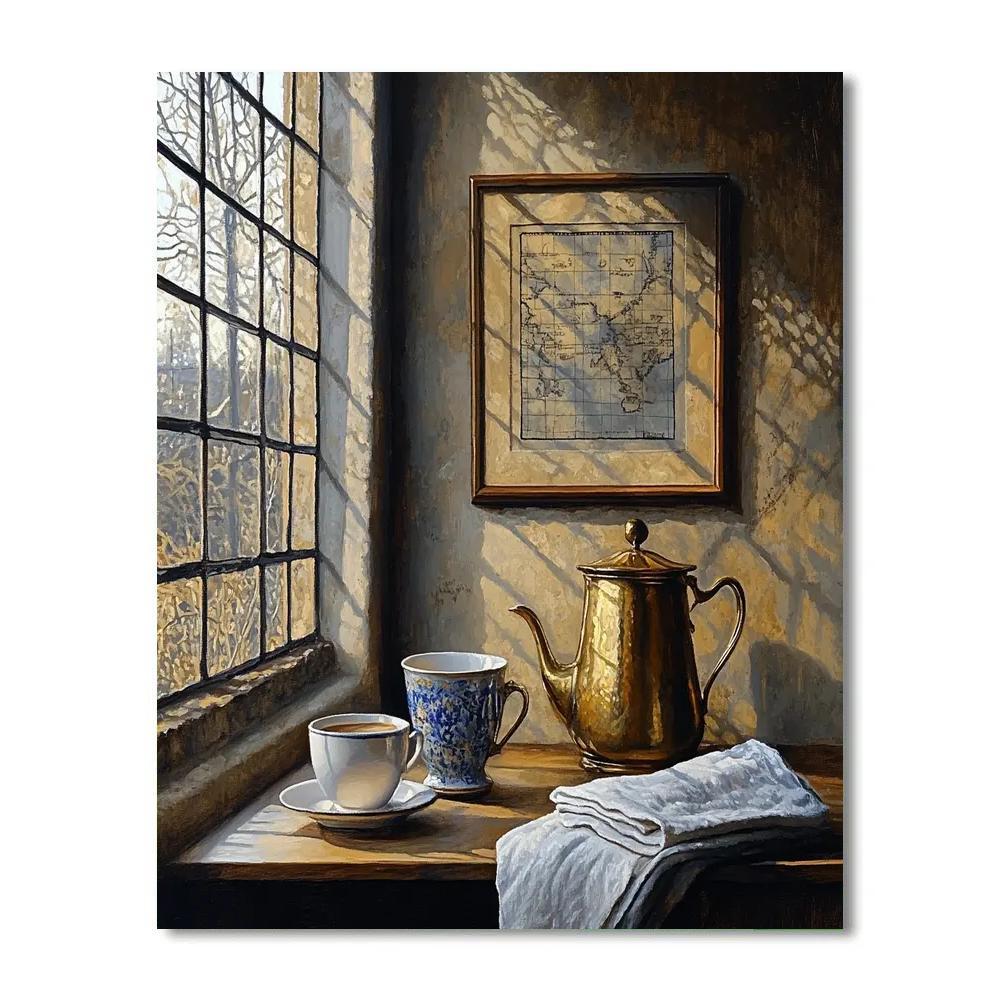 Johannes Vermeer Inspired Morning Coffee By Window Number painting