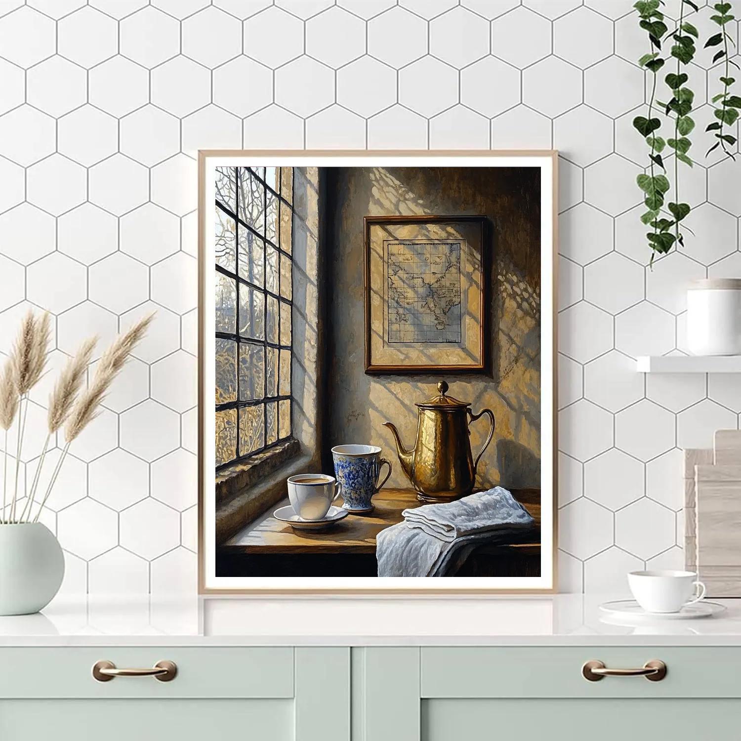 Johannes Vermeer Inspired Morning Coffee By Window Number painting