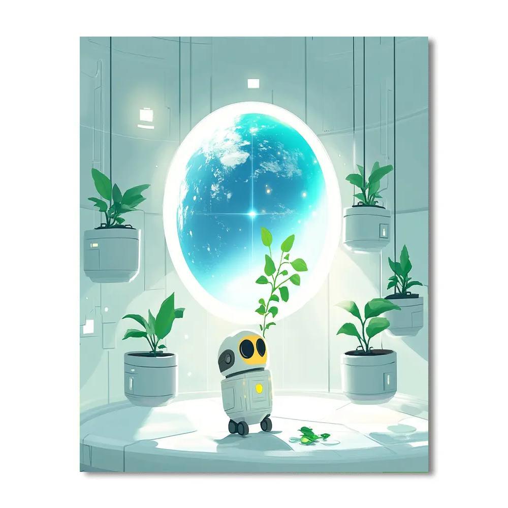 WALL E Space Garden Cleanup Day painting number kit