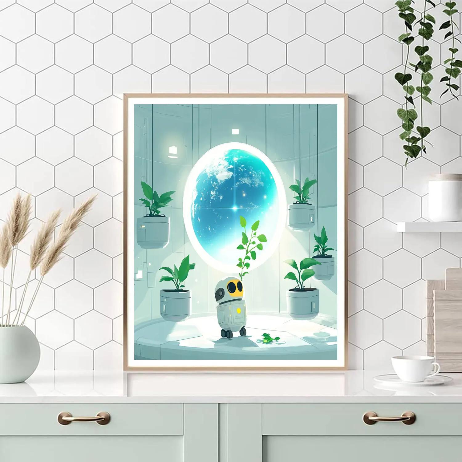 WALL E Space Garden Cleanup Day painting number kit