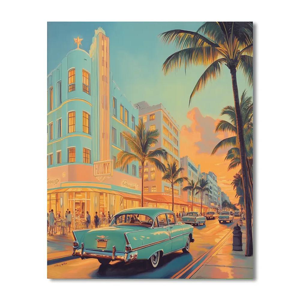 Art Deco Facades Along Ocean Drive Miami Beach United States Painting by numbers kit