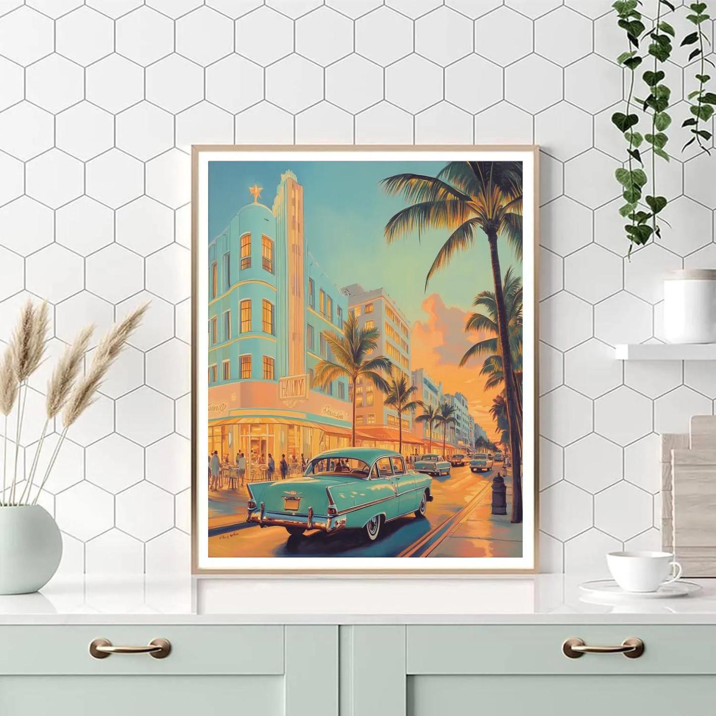 Art Deco Facades Along Ocean Drive Miami Beach United States Painting by numbers kit