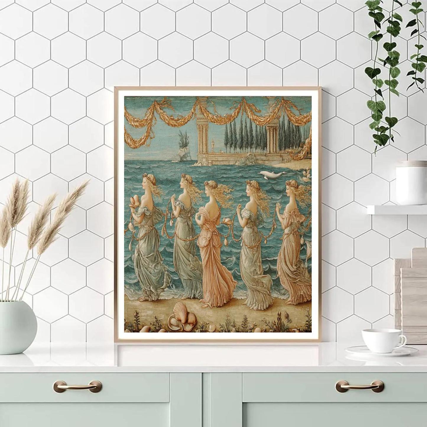 Sandro Botticelli Inspired Mythic Sea Celebration Painting by numbers kit