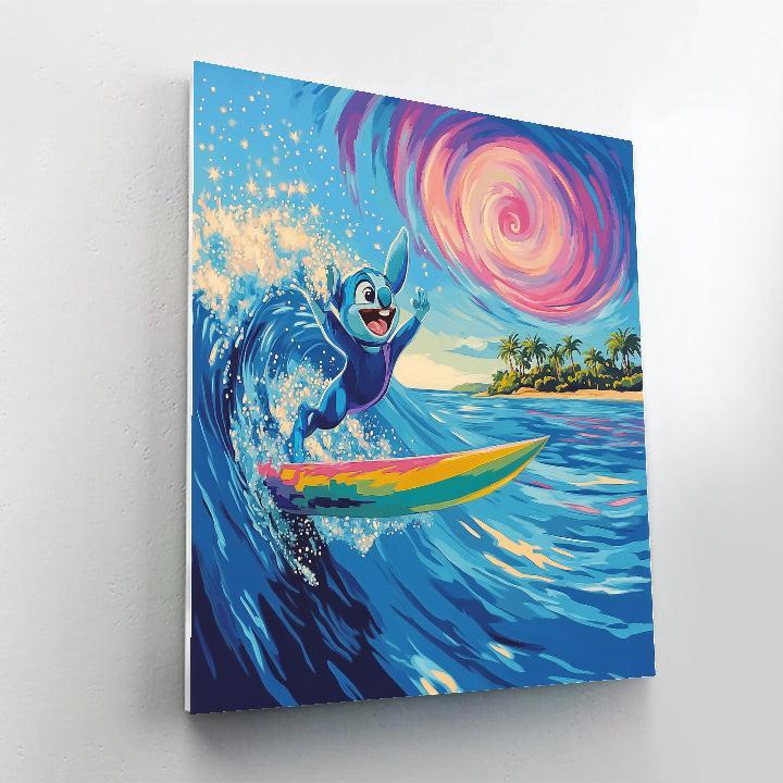 Stitch Galactic Surf Lesson Number painting