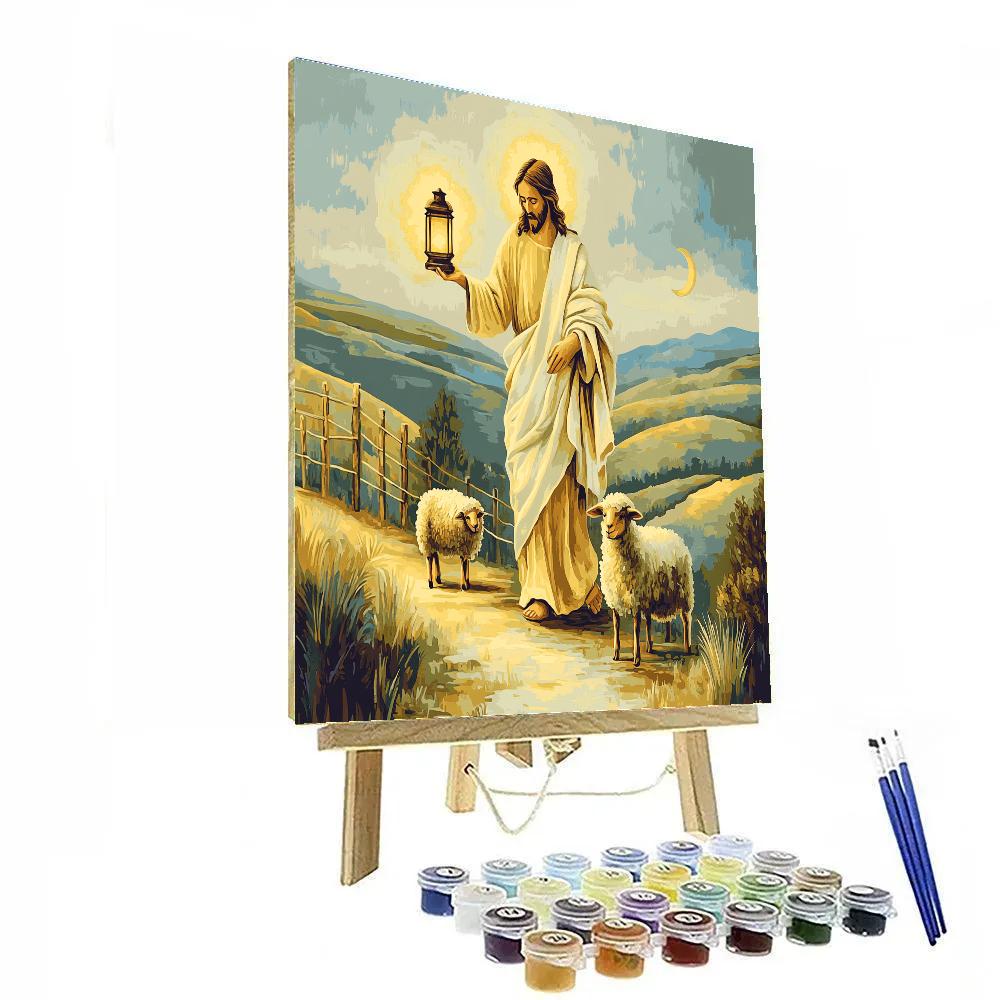 Jesus And The Lantern Of The Lost Sheep Paint by numbers art
