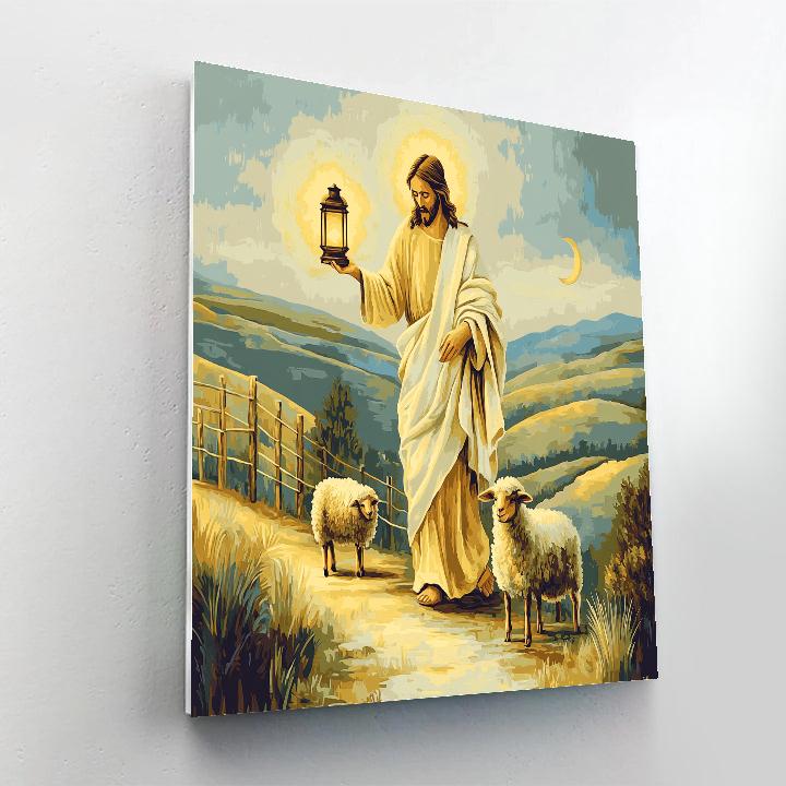 Jesus And The Lantern Of The Lost Sheep Paint by numbers art