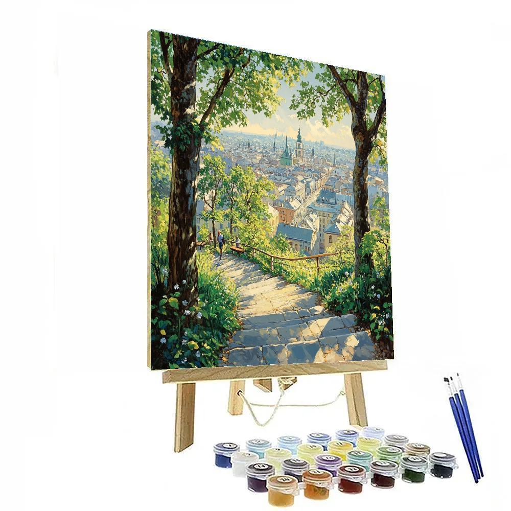 Stone Steps And City Views At Lviv High Castle Park Ukraine paint by number