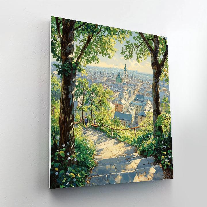 Stone Steps And City Views At Lviv High Castle Park Ukraine paint by number