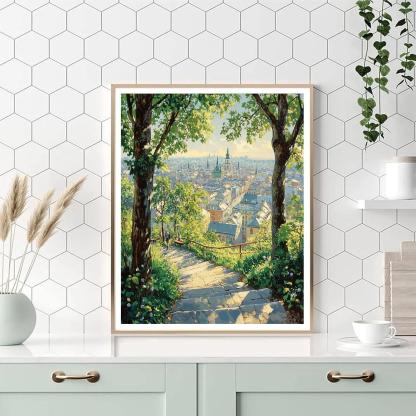 Stone Steps And City Views At Lviv High Castle Park Ukraine paint by number