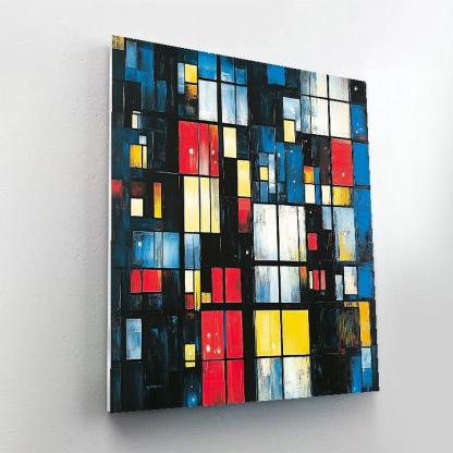 Piet Mondrian Inspired City Grid At Night paint by color
