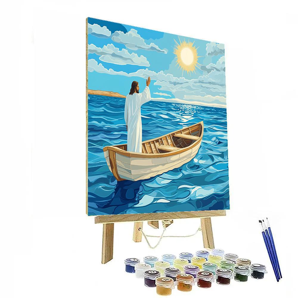 Jesus Boat Of Calm Waters Numbered painting kits