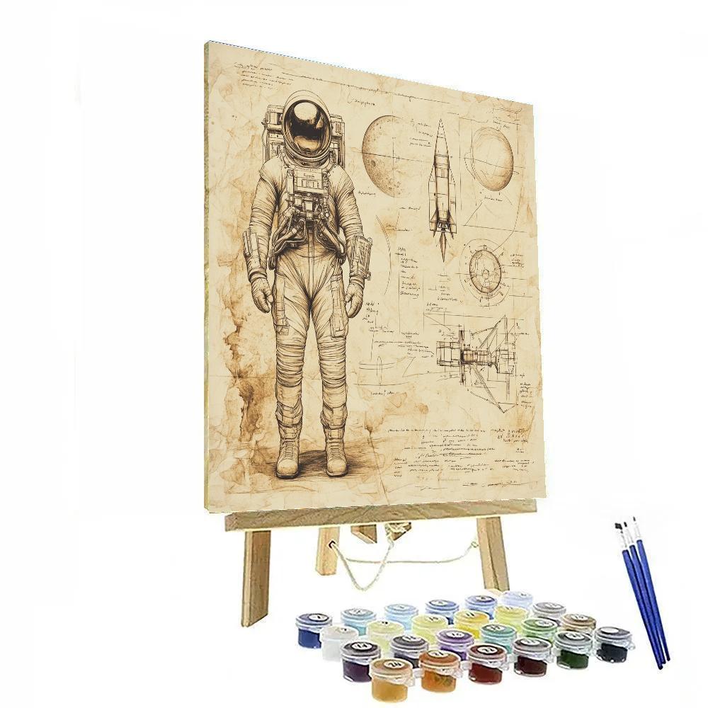 Leonardo Da Vinci Inspired Astronaut Study Drawing DIY paint by numbers