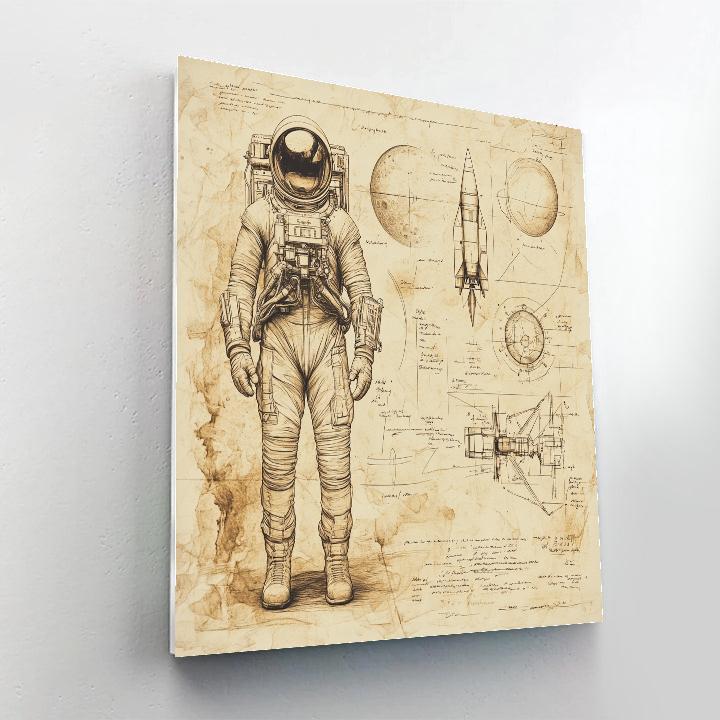 Leonardo Da Vinci Inspired Astronaut Study Drawing DIY paint by numbers