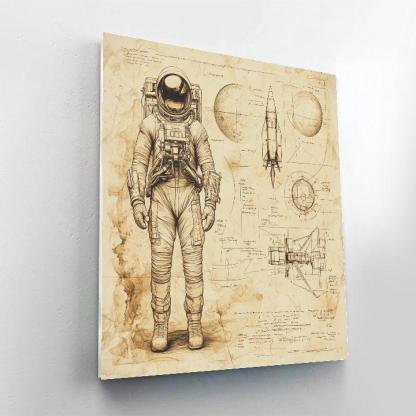 Leonardo Da Vinci Inspired Astronaut Study Drawing DIY paint by numbers