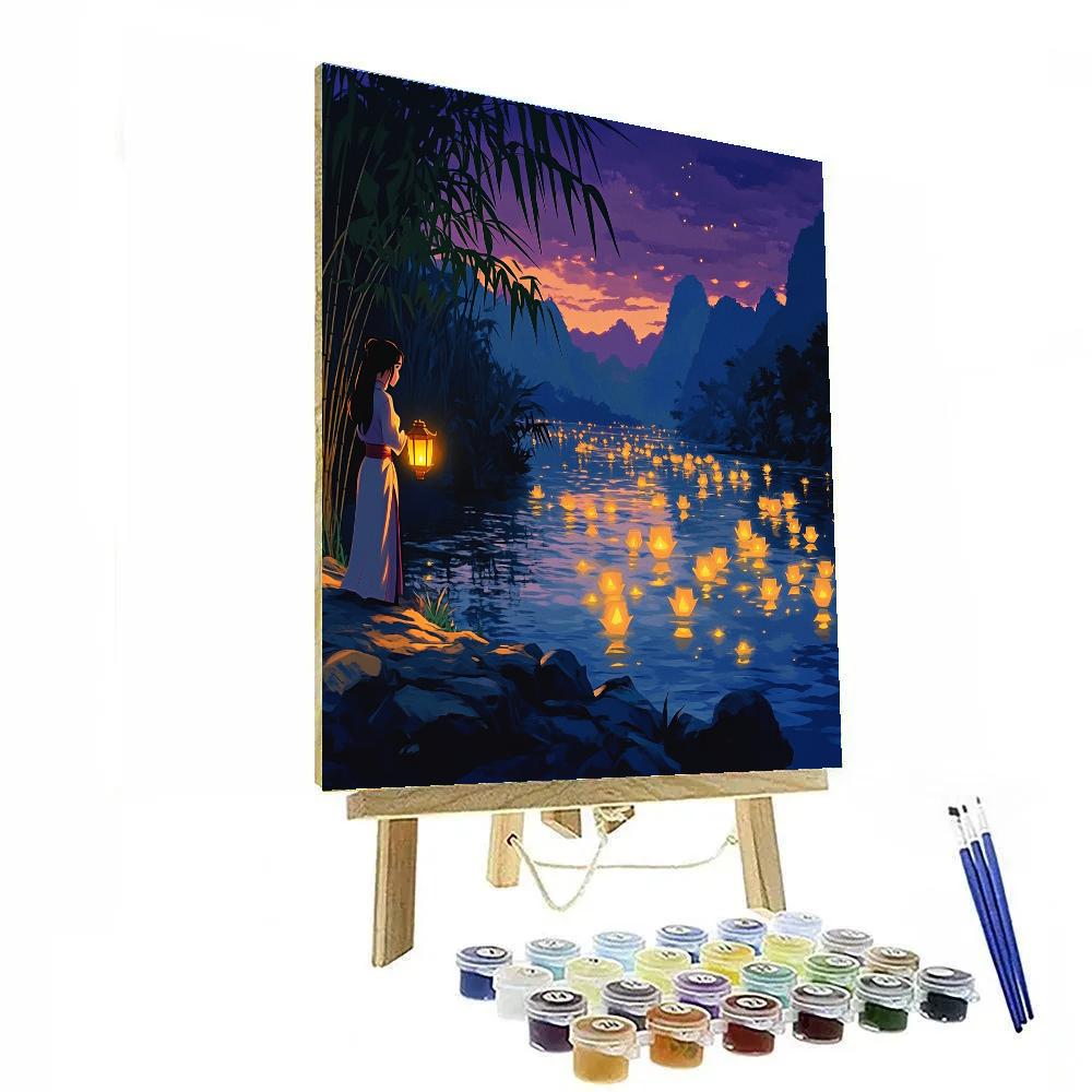 Mulan Lantern River Night Walk Paint by numbers art