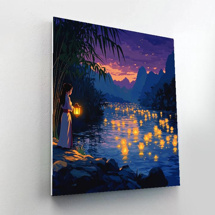 Mulan Lantern River Night Walk Paint by numbers art