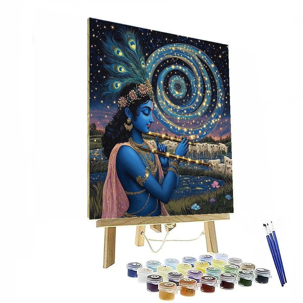 Krishna Spinning A Galaxy Flute Raga DIY paint by numbers