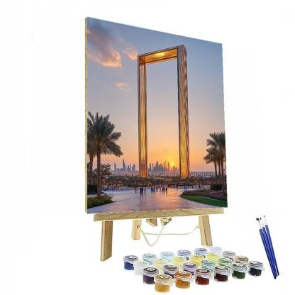 Desert Dusk At The Dubai Frame Park Dubai United Arab Emirates paint by numbers
