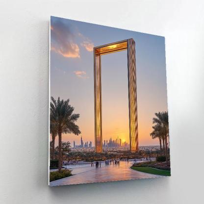 Desert Dusk At The Dubai Frame Park Dubai United Arab Emirates paint by numbers