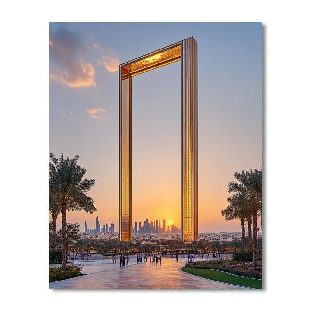 Desert Dusk At The Dubai Frame Park Dubai United Arab Emirates paint by numbers