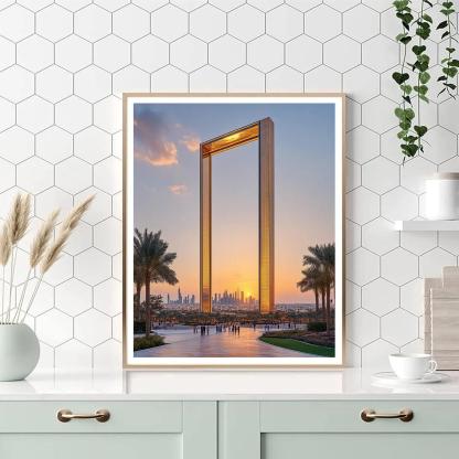 Desert Dusk At The Dubai Frame Park Dubai United Arab Emirates paint by numbers