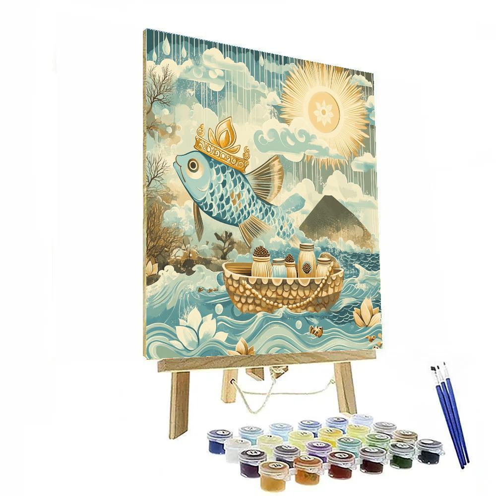 Matsya Guiding The Ark Of Seeds paint by numbers