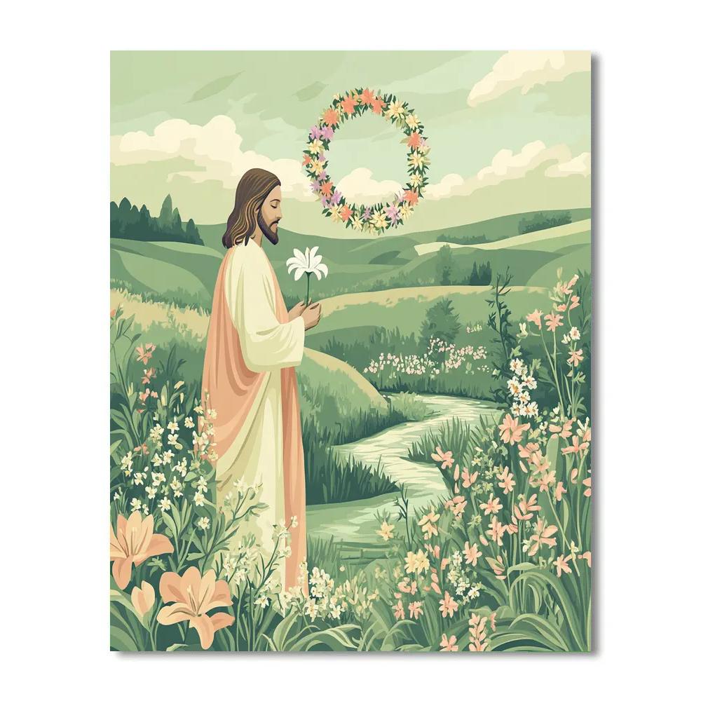 Jesus Halo Of Wildflowers paint by numbers