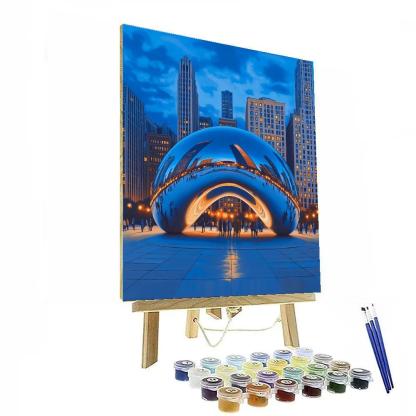 Blue Hour Reflections At Cloud Gate Millennium Park Chicago United States Paint by numbers art