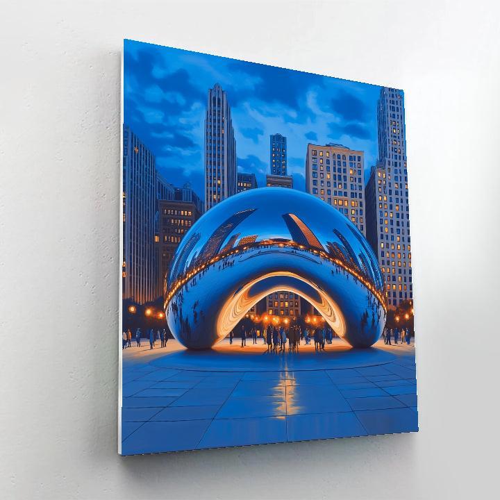 Blue Hour Reflections At Cloud Gate Millennium Park Chicago United States Paint by numbers art