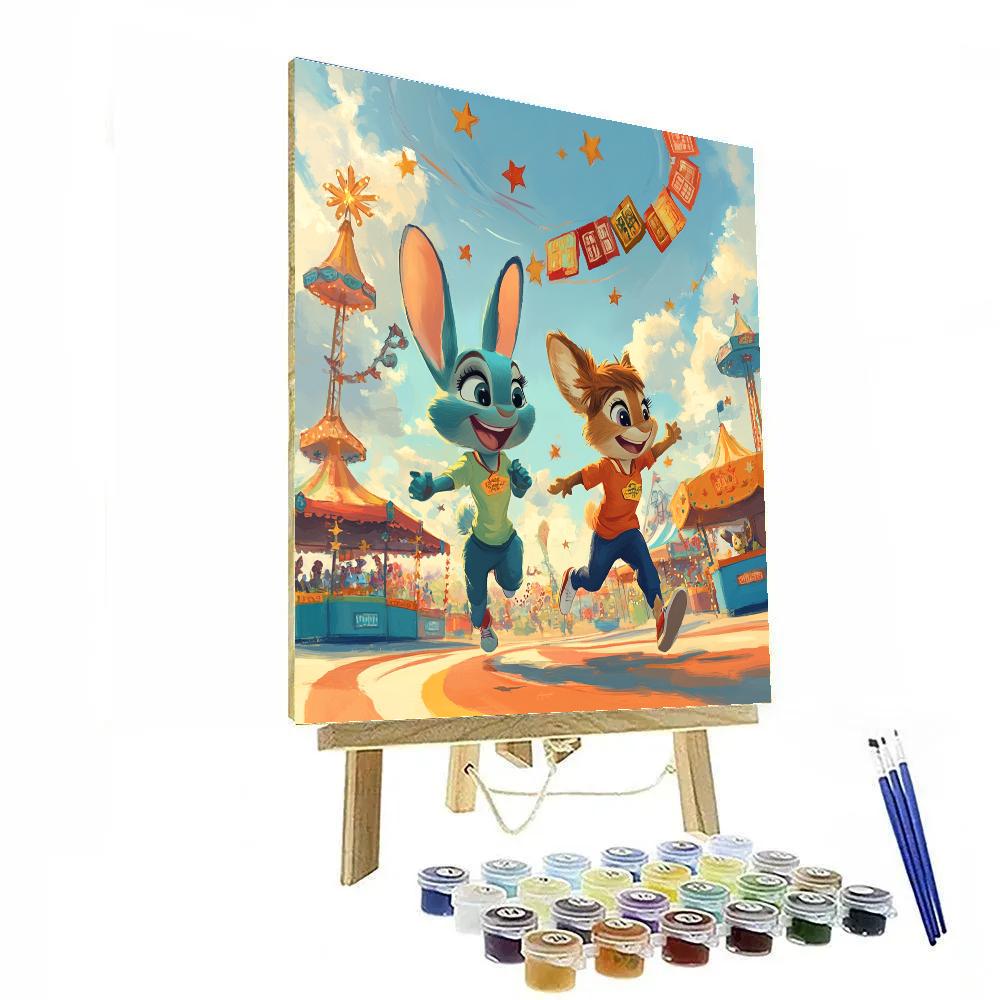 Judy Hopps And Nick Wilde Sky Carnival Chase Paint by numbers kits