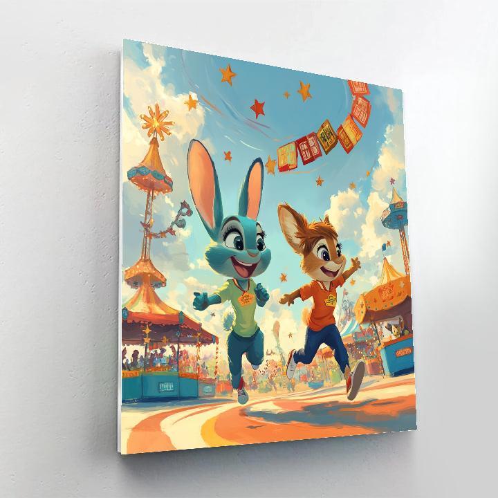 Judy Hopps And Nick Wilde Sky Carnival Chase Paint by numbers kits