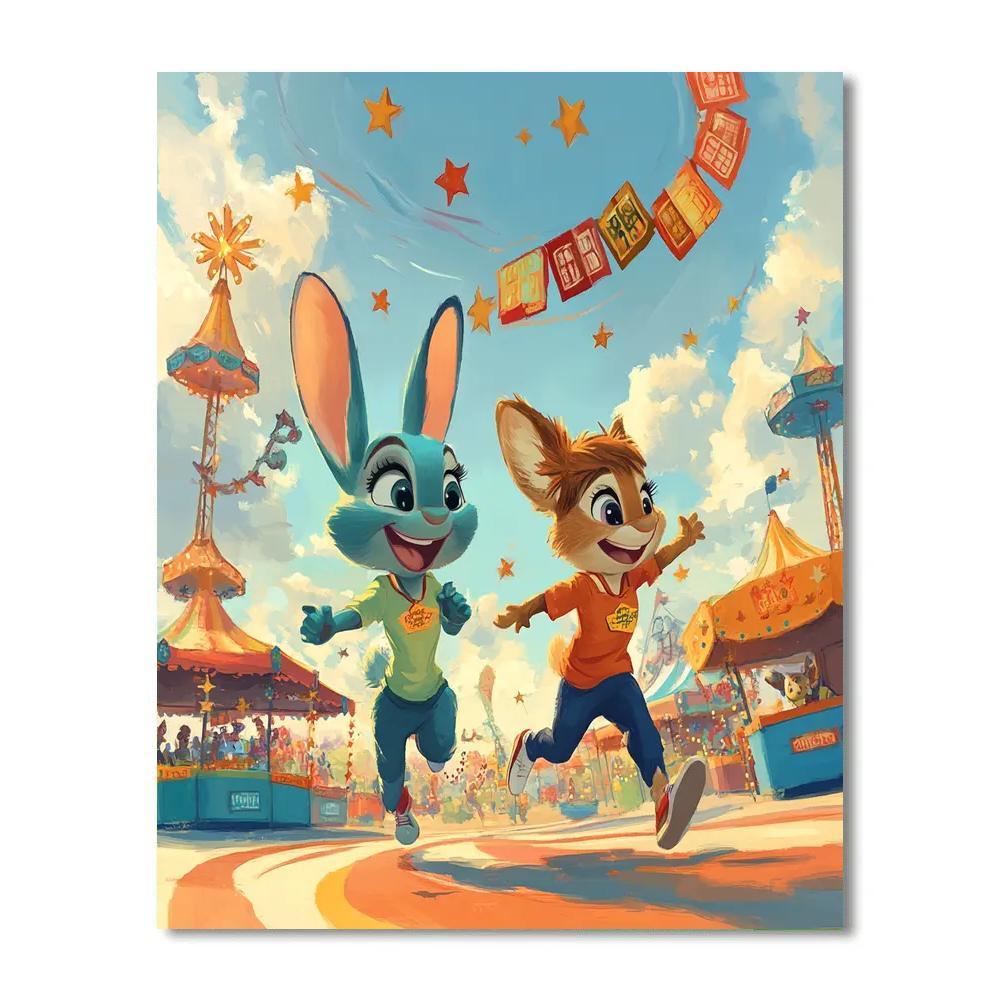 Judy Hopps And Nick Wilde Sky Carnival Chase Paint by numbers kits