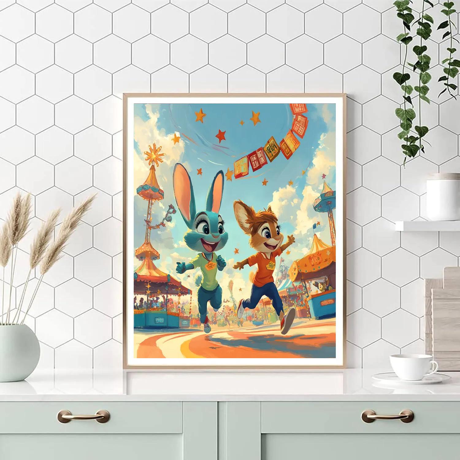 Judy Hopps And Nick Wilde Sky Carnival Chase Paint by numbers kits