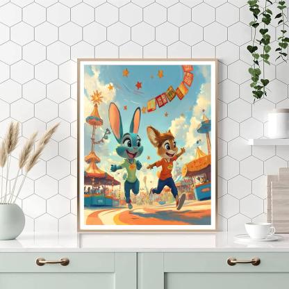 Judy Hopps And Nick Wilde Sky Carnival Chase Paint by numbers kits