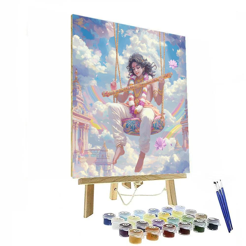 Krishna In The Cloud Temple Swing Paint by numbers art