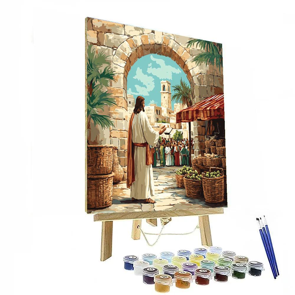 Jesus At The City Gate Blessing paint by color