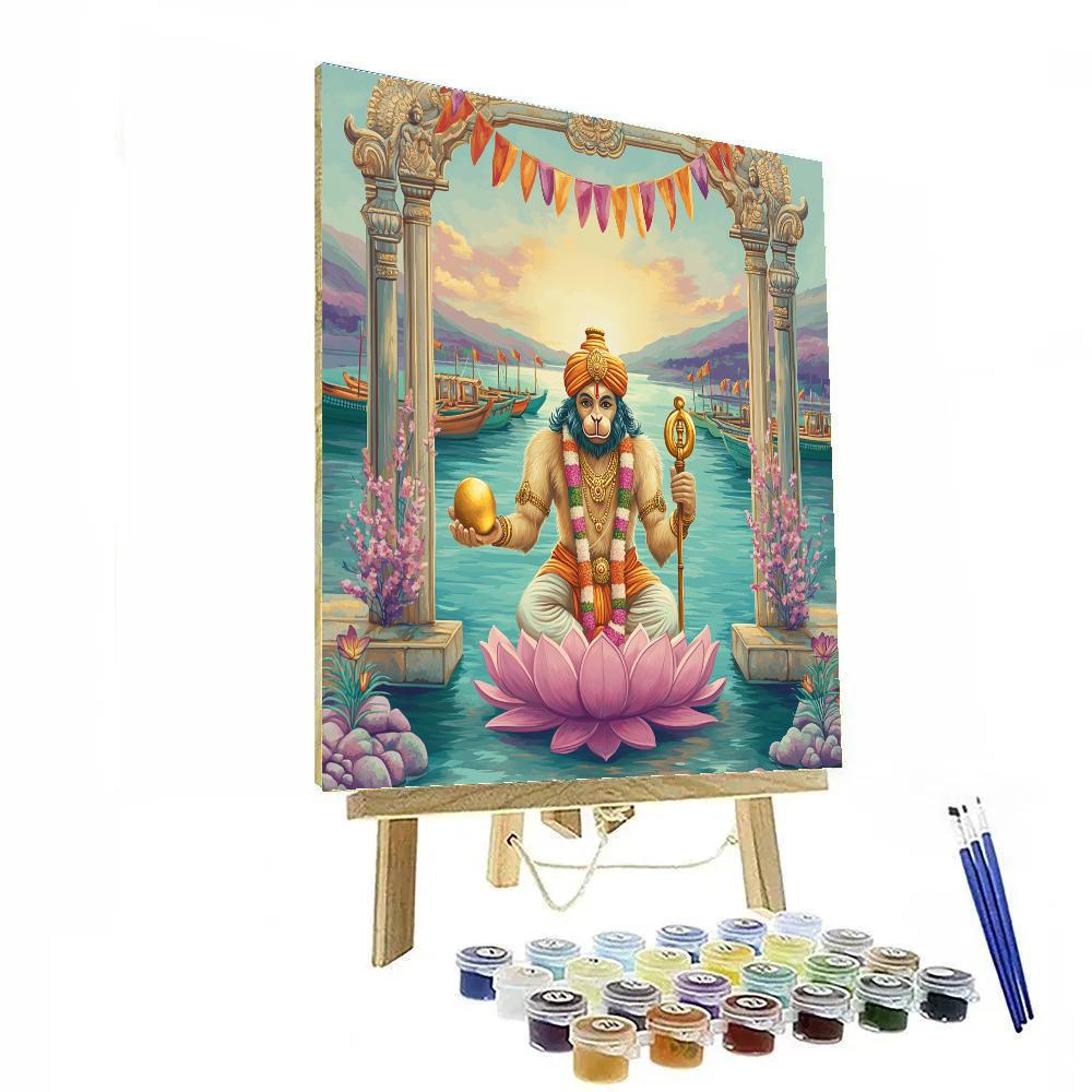 Hanuman Lotus Harbor Guardian Paint by numbers art